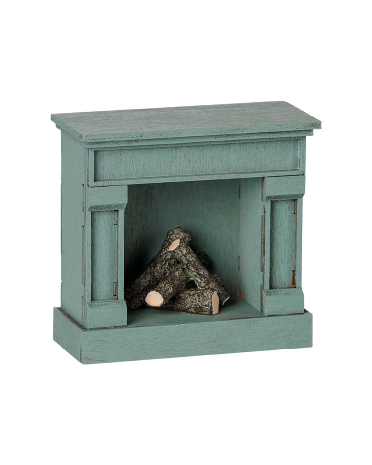 maileg mouse fireplace in blue play Little