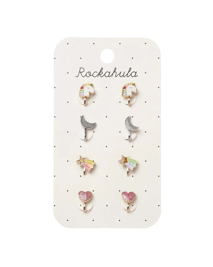 rockahula kids rainbow unicorn clip-on earrings accessories Little