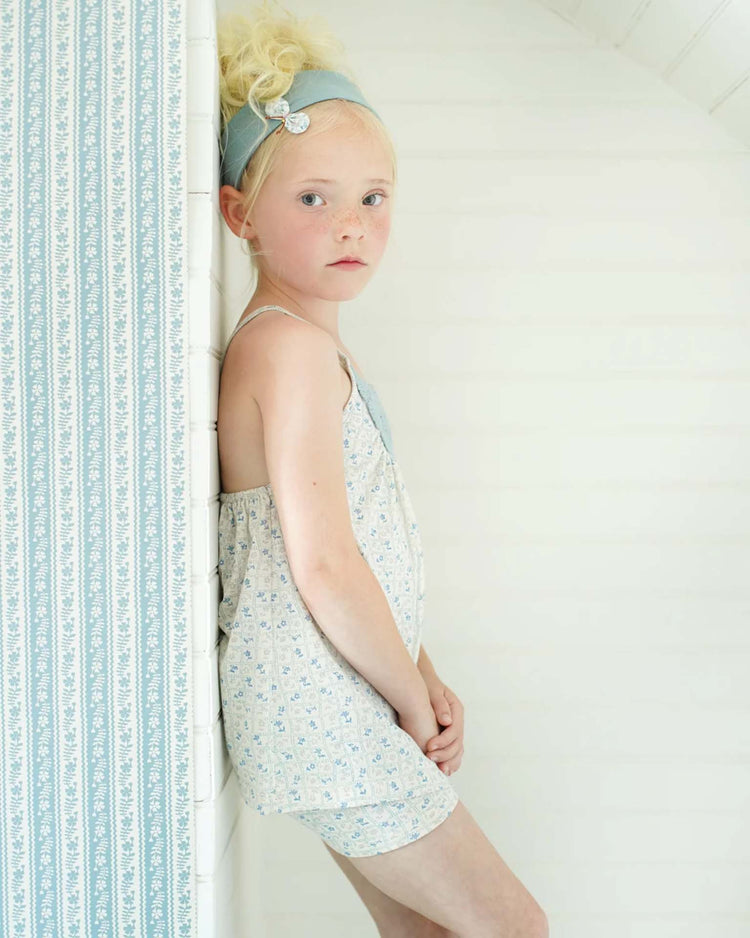 soor ploom shortie in flower press print, azul kids Little