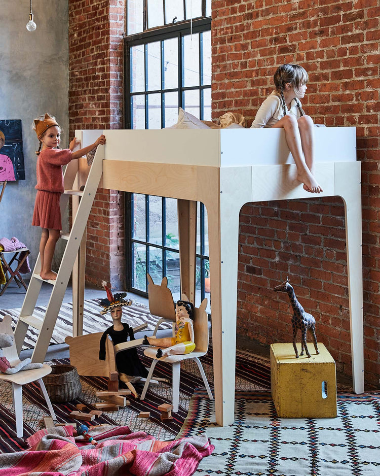 oeuf perch loft twin bed in birch room Little