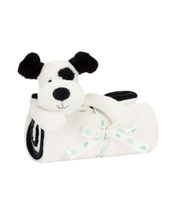 jellycat bashful rufferty black & cream puppy blankie play Little