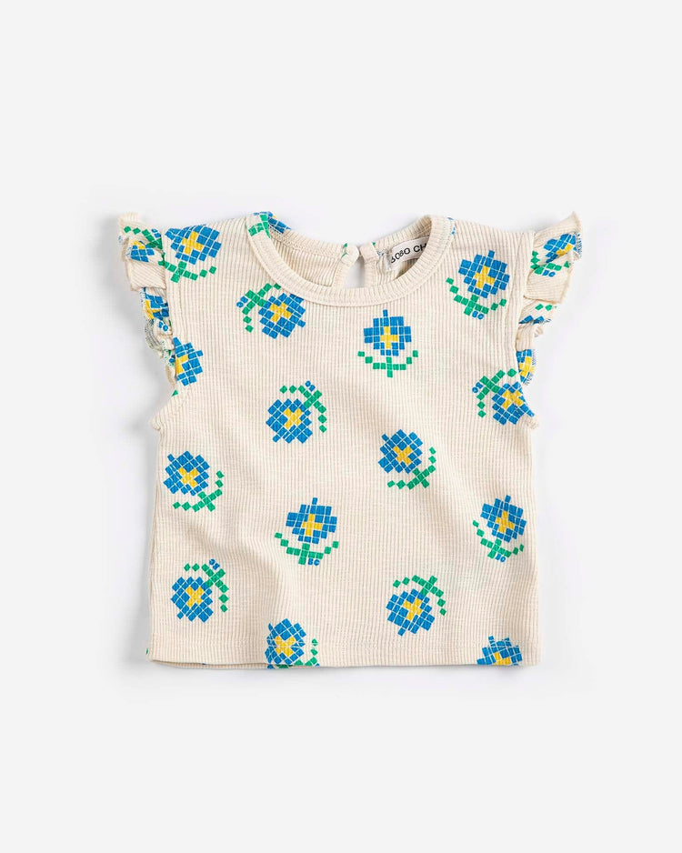 bobo choses pixel flowers all over ruffled top baby Little