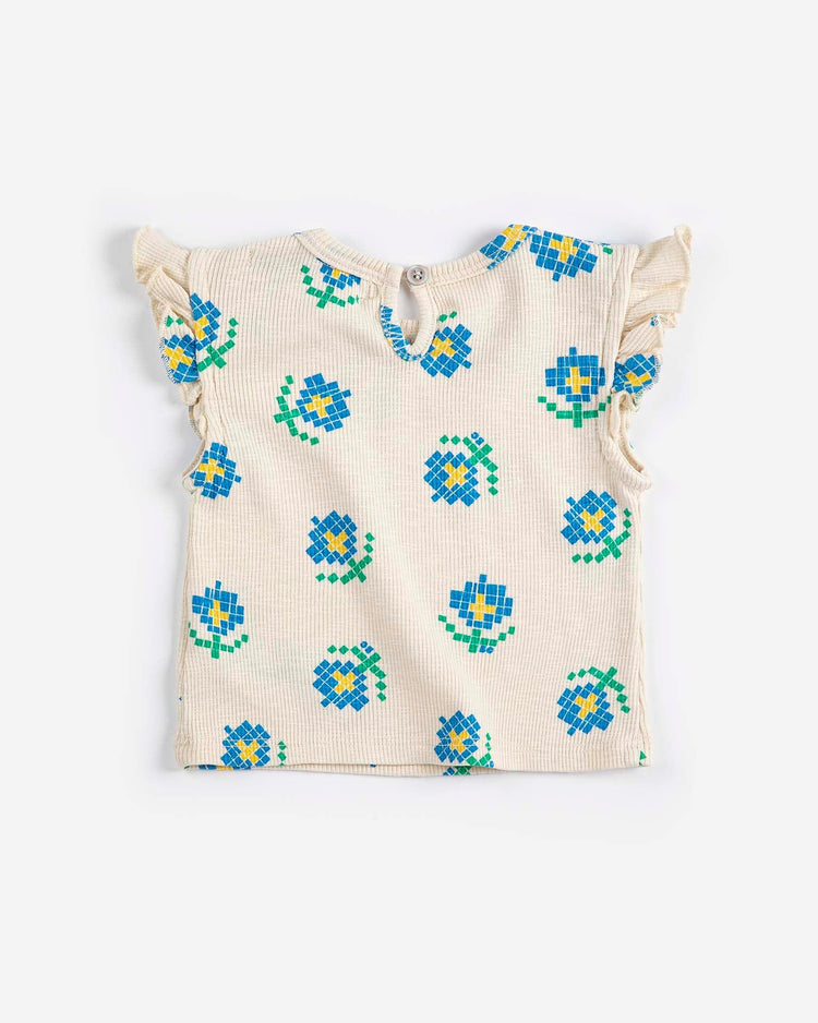 bobo choses pixel flowers all over ruffled top baby Little