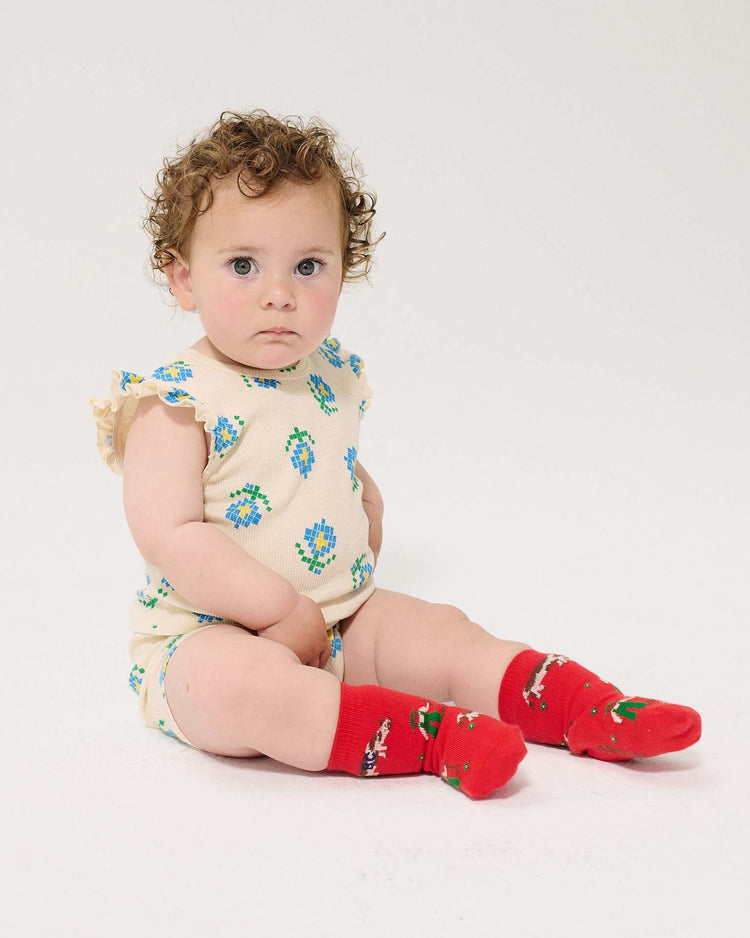 bobo choses pixel flowers all over ruffled top baby Little