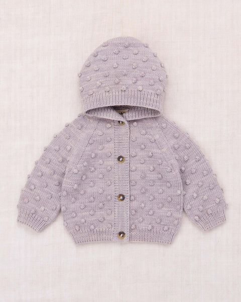 misha + puff baby hooded popcorn cardigan in mist baby at Little