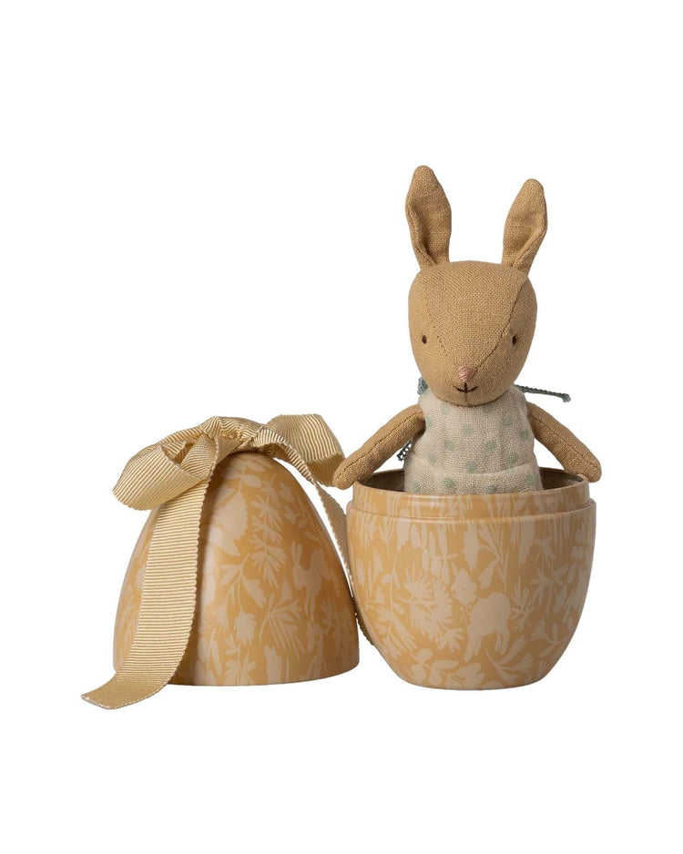 maileg easter egg with micro rabbit, small - cream yellow play Little