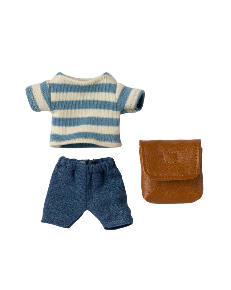 maileg clothes and bag, big brother mouse - brown play Little