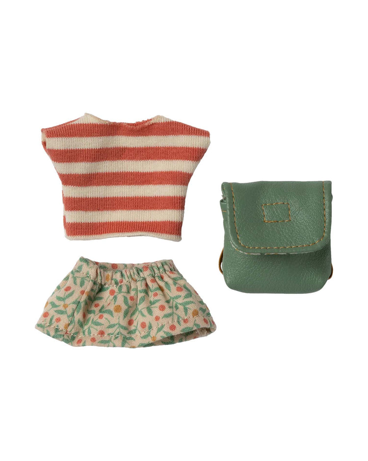 maileg clothes and bag, big sister mouse - green play Little