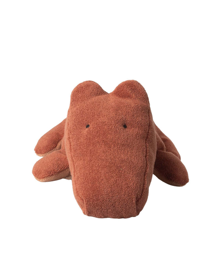 The maileg safari friends medium crocodile in vintage rose is a soft, huggable stuffed animal with small black eyes and a round snout, shown against a plain white background.