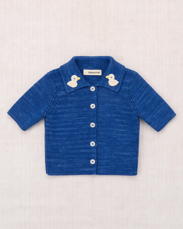 misha + puff duckling cafe cardigan in blue ribbon kids Little
