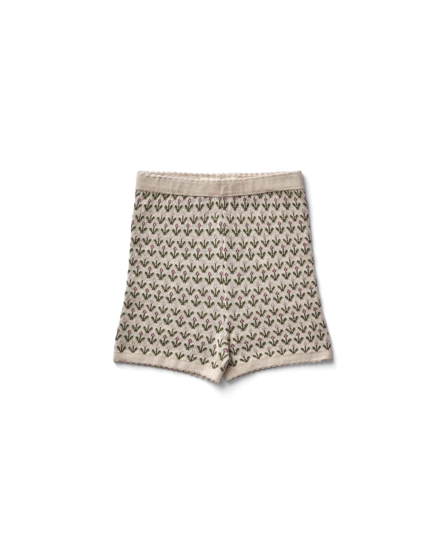 lacey short in tulip stitch, milk 2Y
