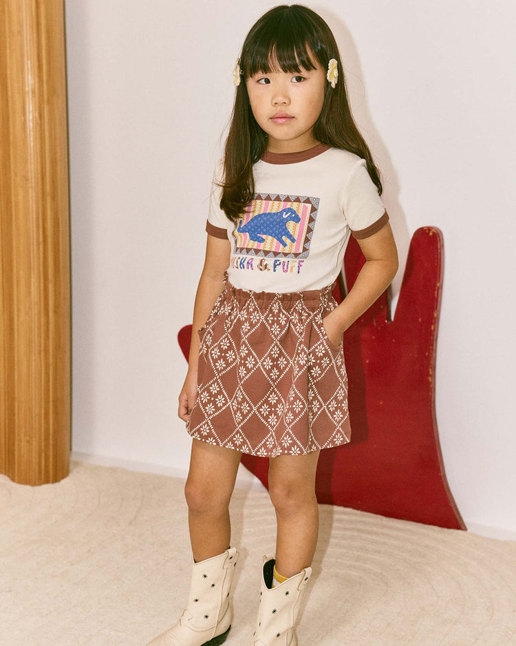 misha + puff sadie skirt in cola flora tierra kids Little