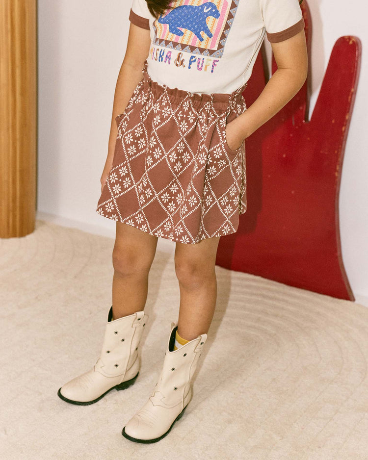 misha + puff sadie skirt in cola flora tierra kids Little