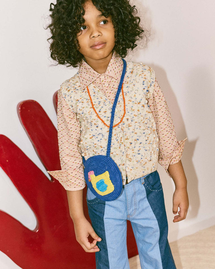 misha + puff hen circle bag in blue ribbon accessories Little