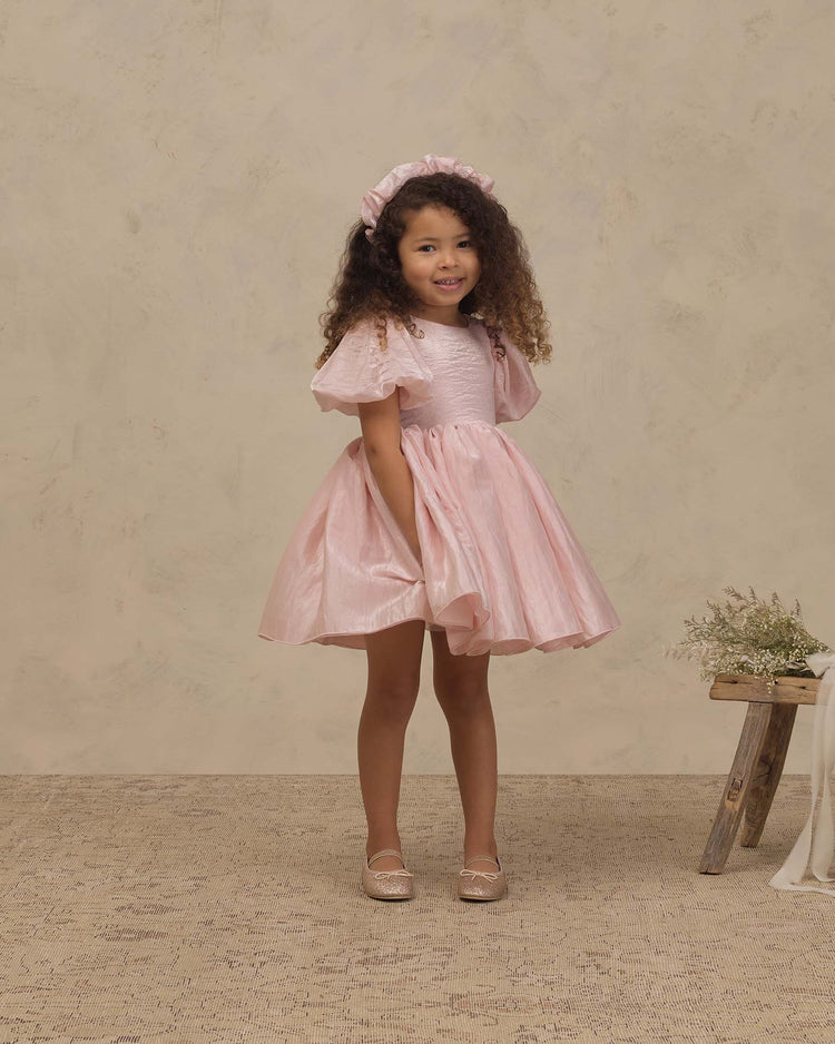 gathered headband in rose shimmer
