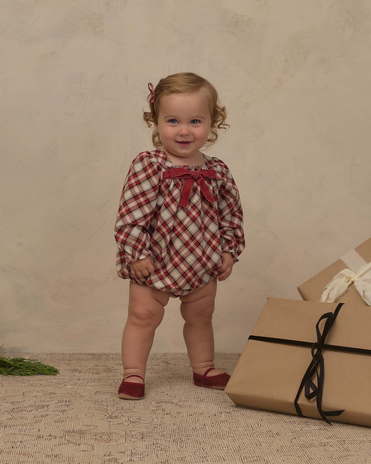 noralee annette romper in holiday tartan baby Little