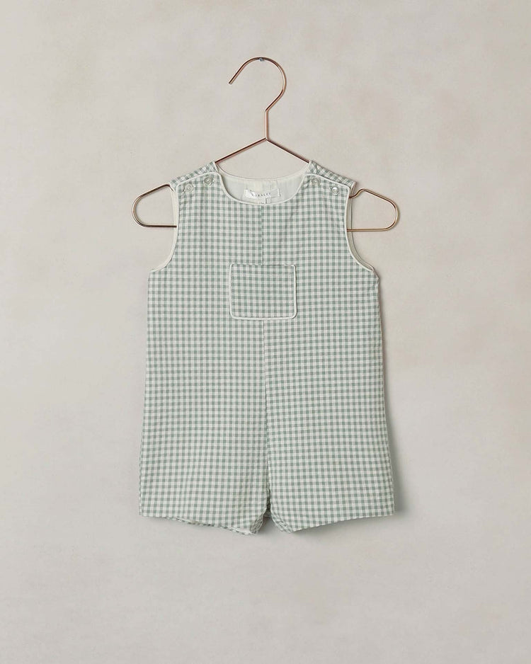 noralee georgie romper in eucalyptus check baby Little