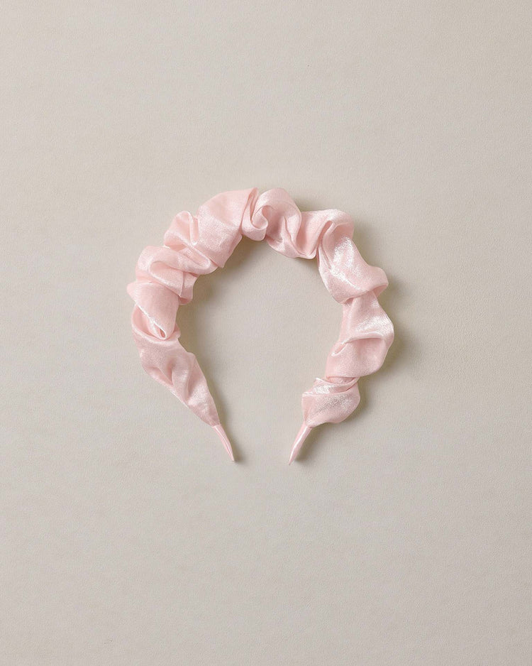 gathered headband in rose shimmer
