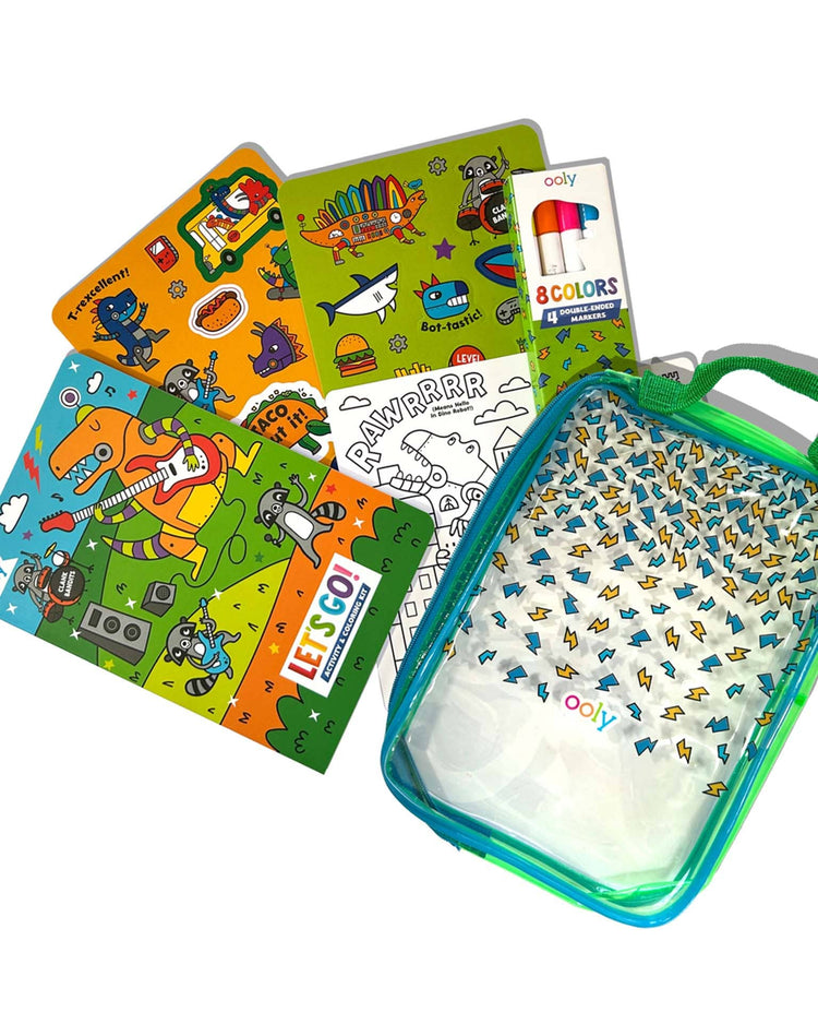 ooly let's go! activity & coloring kit in robo dinos play Little