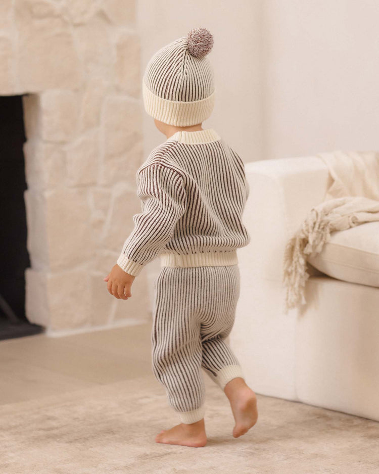 quincy mae beanie in black cherry stripe accessories Little
