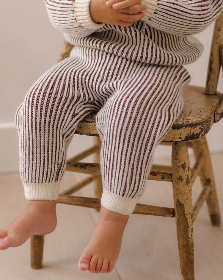 quincy mae chunky knit pant in cherry stripe baby Little
