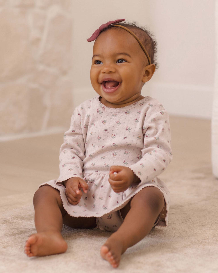 quincy mae pointelle skirted bodysuit in heart ditsy baby Little