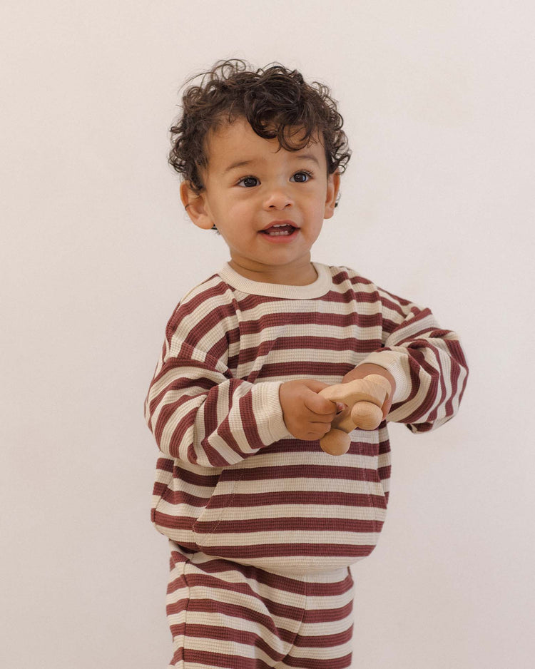quincy mae waffle slouch set in black cherry stripe baby Little