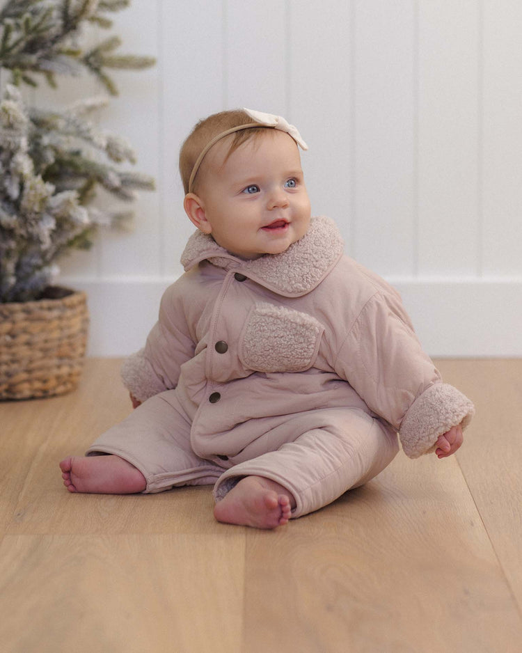 shearling jumpsuit in rose water
