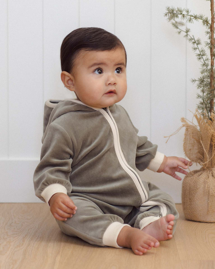 velour zip jumpsuit in spruce