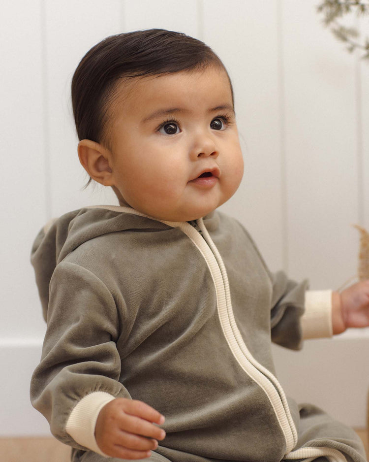 velour zip jumpsuit in spruce