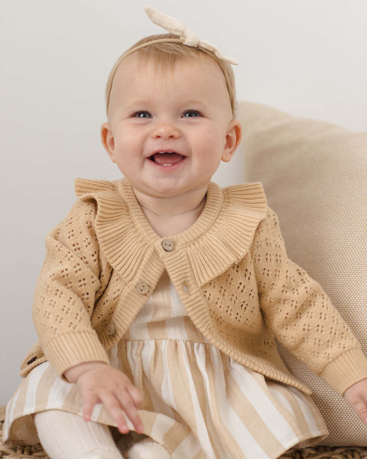 quincy mae ruffle collar cardigan in butterscotch baby Little