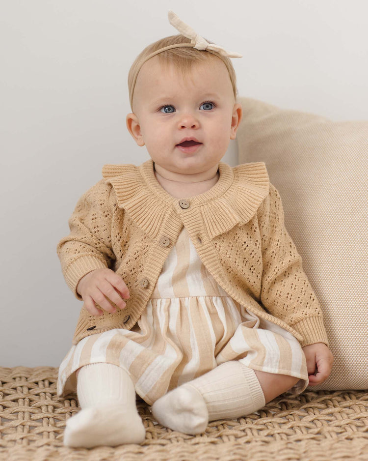 quincy mae ruffle collar cardigan in butterscotch baby Little