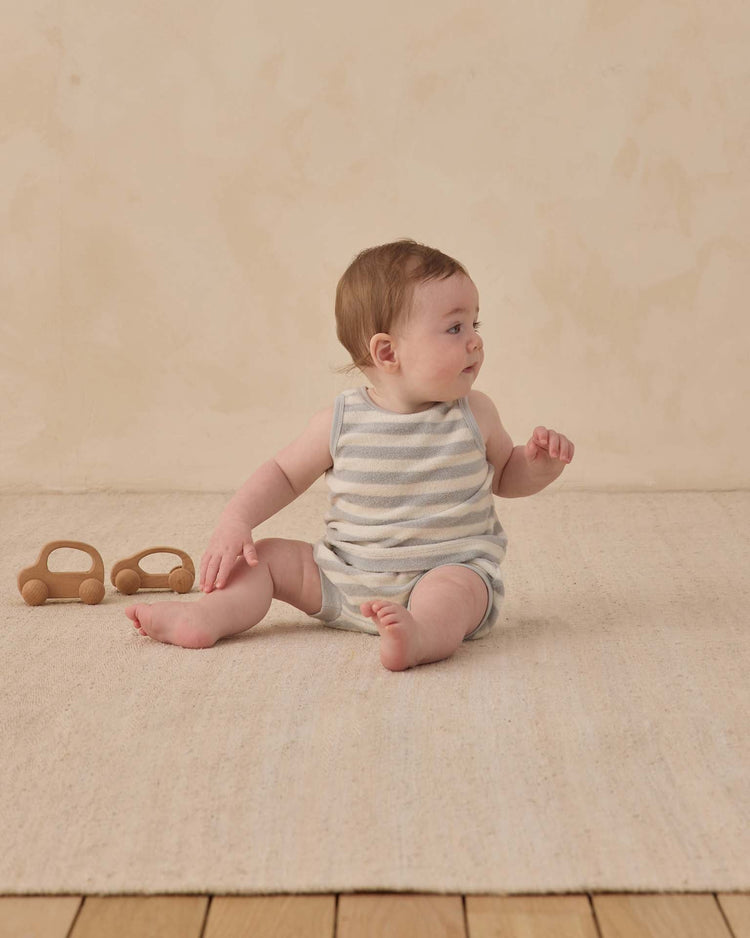 quincy mae terry tank + short set in sky stripe baby Little