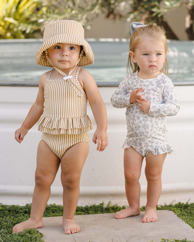 quincy mae ruffled one - piece swimsuit in honey stripe small baby Little