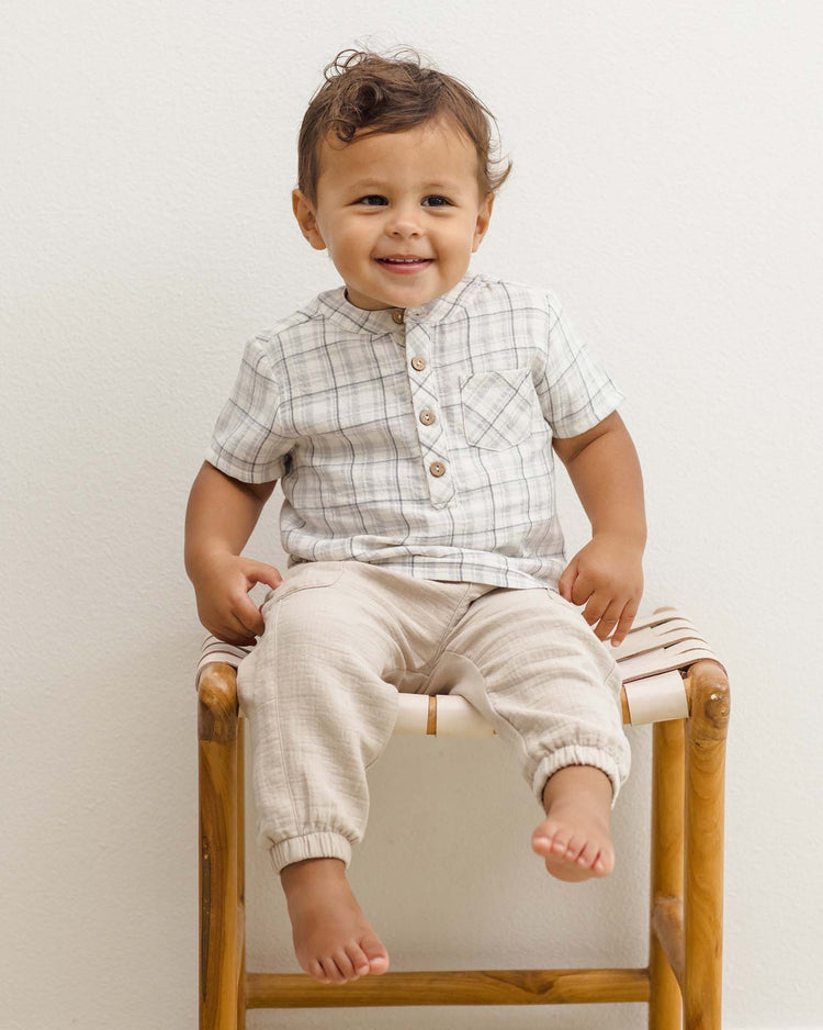 quincy mae jaxson shirt in blue plaid baby Little