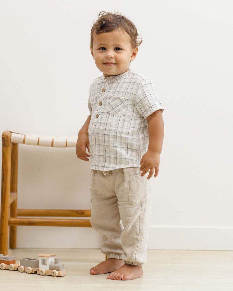 quincy mae jaxson shirt in blue plaid baby Little