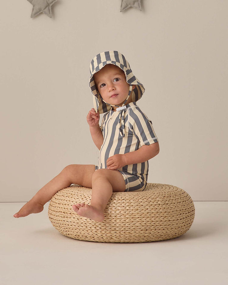 quincy mae zip rashguard one - piece in retro ocean stripe baby Little