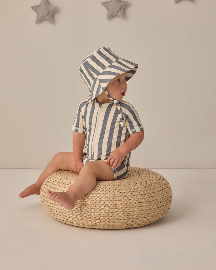 quincy mae zip rashguard one - piece in retro ocean stripe baby Little