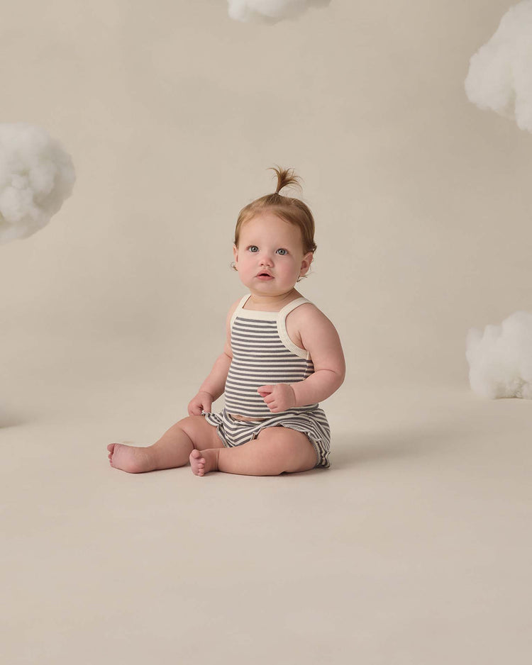 quincy mae evie tank + shortie set in ocean stripe baby Little