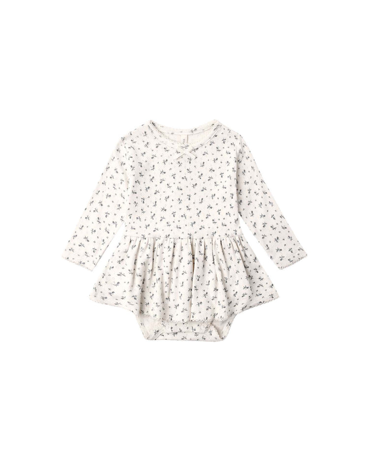 quincy mae pointelle skirted bodysuit in blue ditsy baby Little