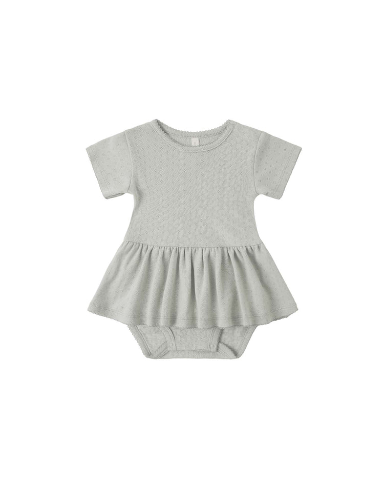 quincy mae pointelle skirted bodysuit in sage baby Little