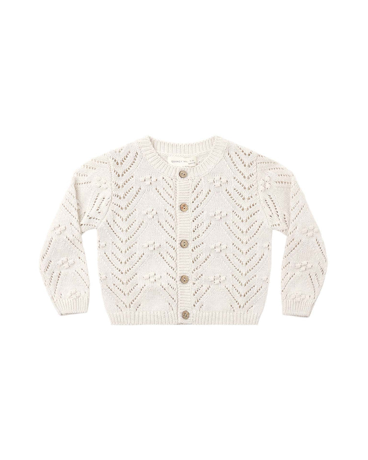 quincy mae knit cardigan in heathered oatmeal baby Little