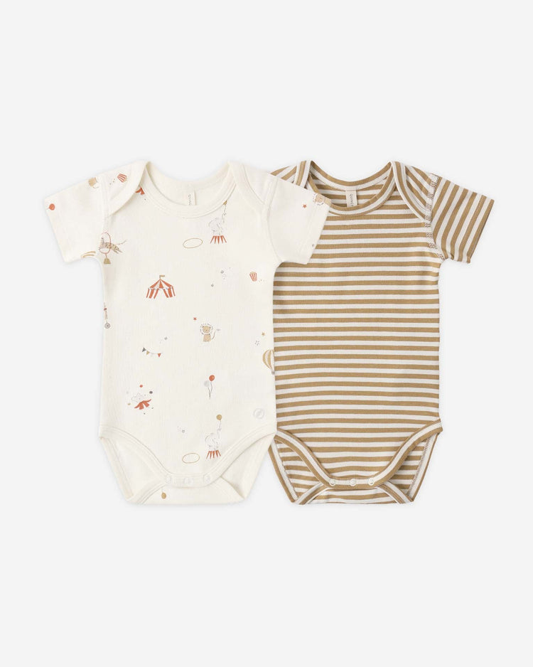 quincy mae short sleeve bodysuit pack in carnival + honey stripe baby Little