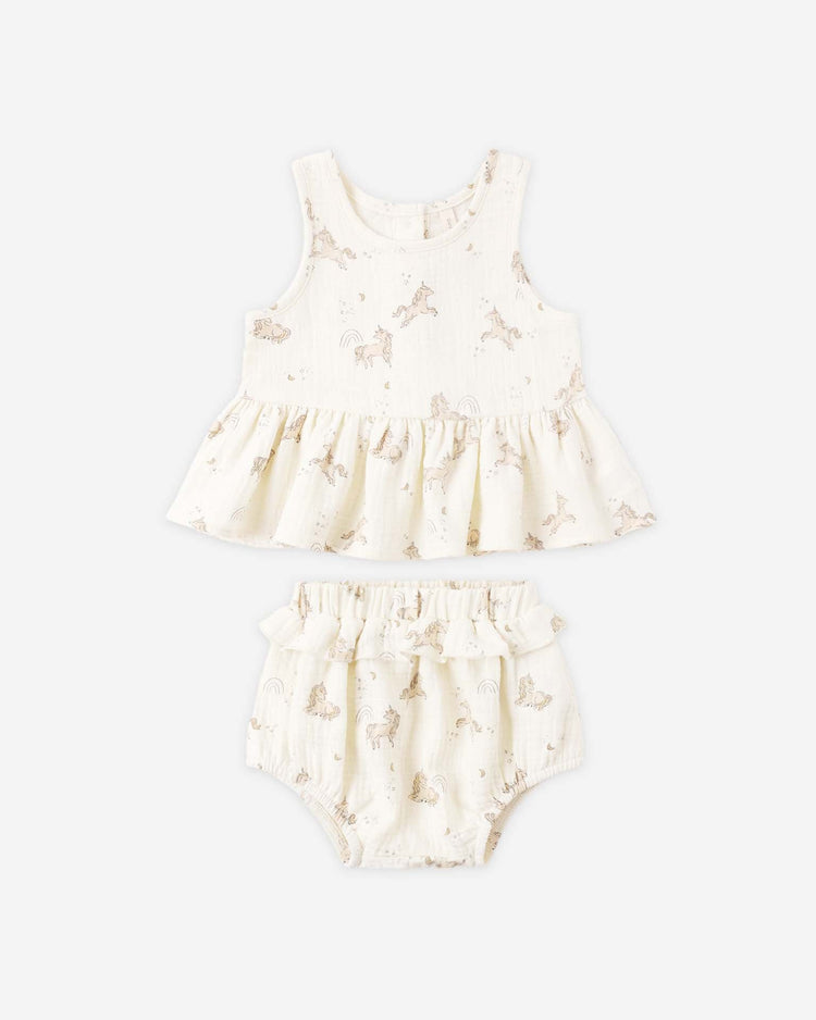 quincy mae sleeveless peplum set in unicorns baby Little