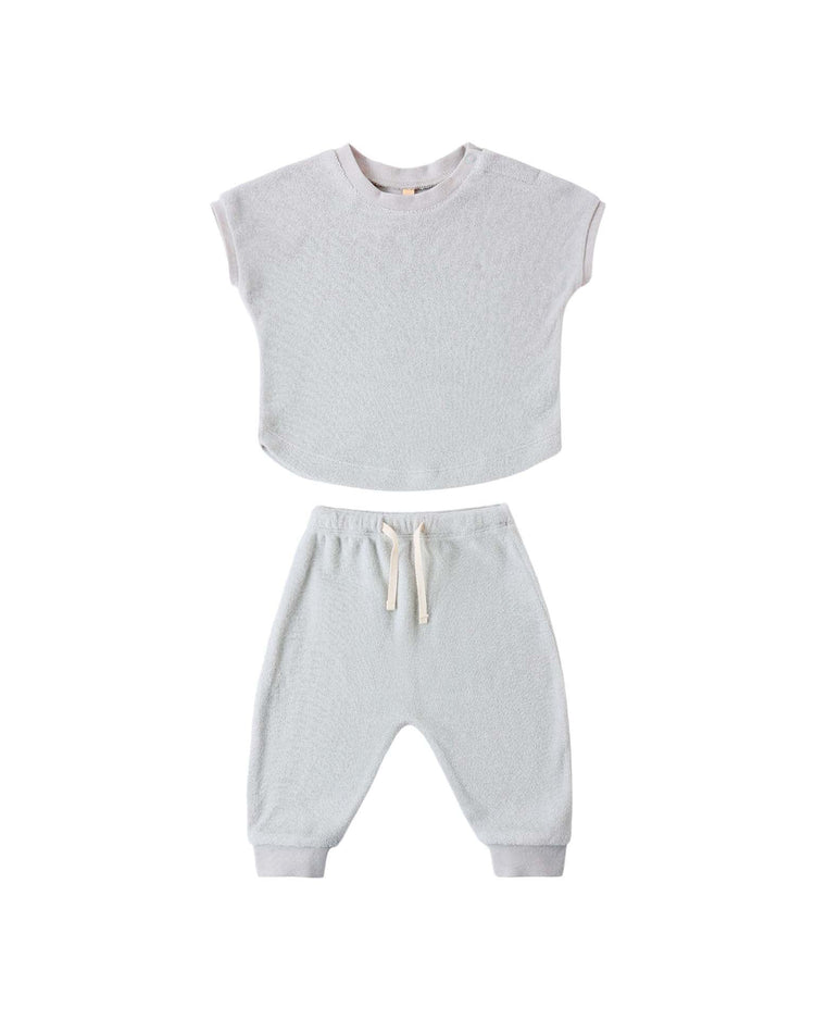 quincy mae terry tee + pant set in sky baby Little