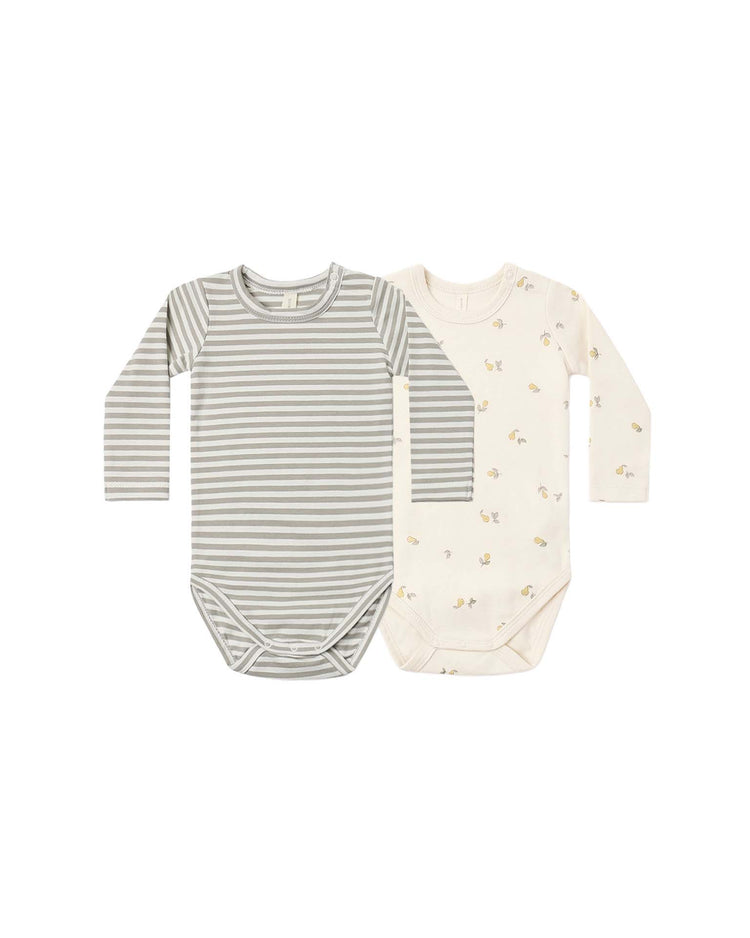quincy mae jersey bodysuits in pears + laurel stripe baby Little