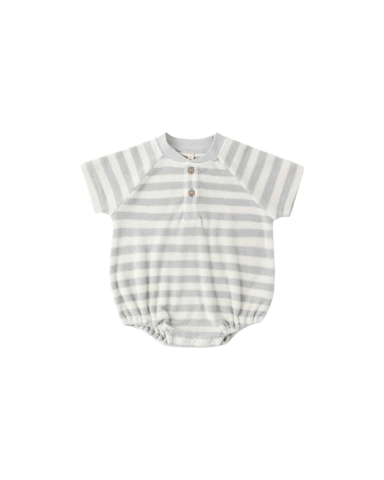 quincy mae terry henley romper in sky stripe baby Little