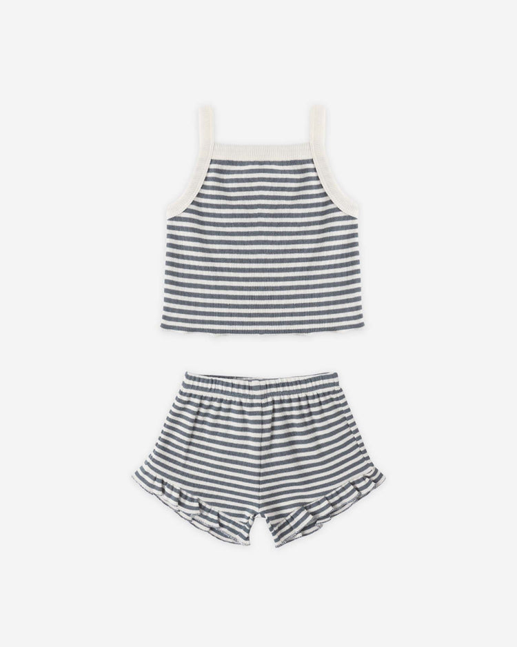 quincy mae evie tank + shortie set in ocean stripe baby Little