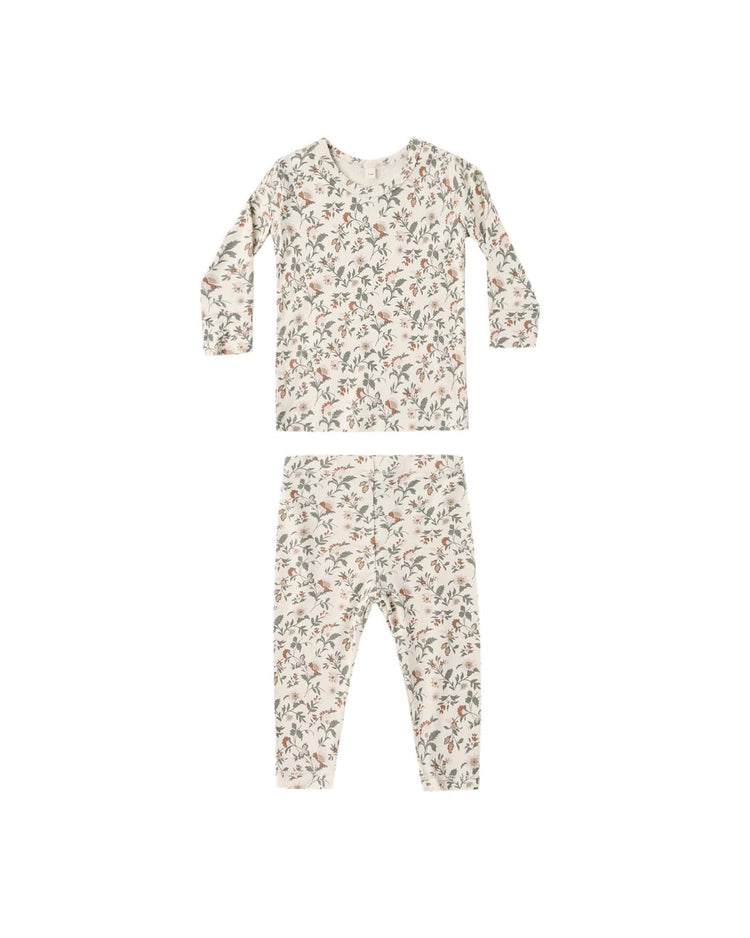 bamboo pajama set in holiday floral