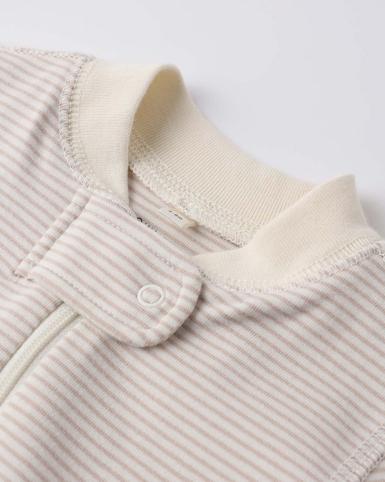quincy mae zip longsleeve sleeper footie in oat micro stripe baby Little